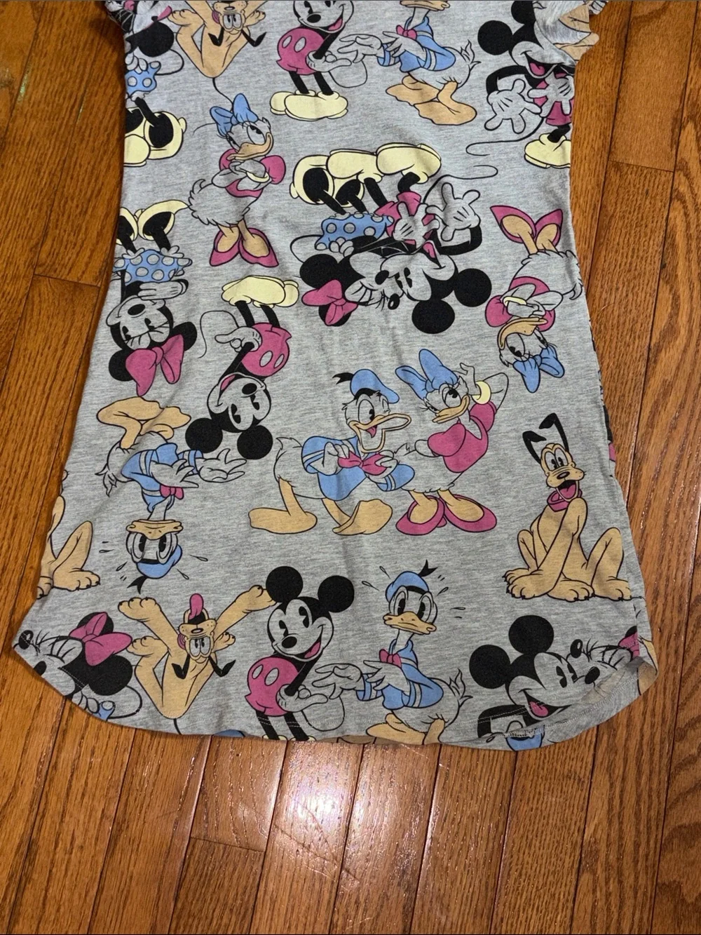 Disney Gray Kids Dress with Mickey, Minnie, Donald & Pastel Accents